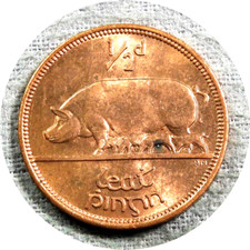 elf Ireland 1/2  Penny 1964 Pig Sow and Piglets