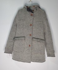 Cappotto Swiss Chriss taglia 48 lana marmorizzata grigio con cappuccio maglia made in Italy giacca