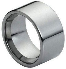 12mm Men's Heavy Tungsten Carbide Silver Shiny Pipe Cut Wedding Band Ring