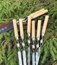 Edelstahl-Grillspieße mit Holzgriff – Schaschlikspieße, Adana-Kebab-Spieße, BBQ.