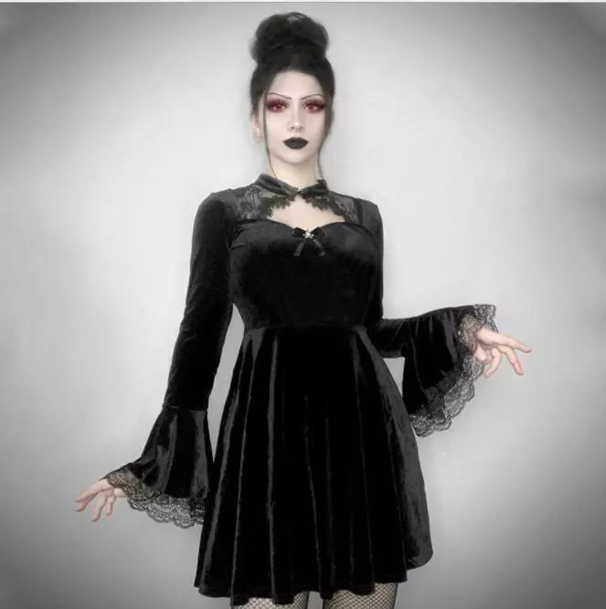 Gothic bell hotsell sleeve dress