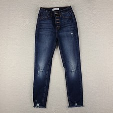 KanCan Jeans Womens 3 / 25 Skinny Fray Dark Wash Button Fly