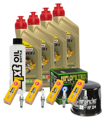 Service-Kit 4 L Öl Castrol 10W-40 + Ölfilter Hiflo + 4x Zündkerze NGK LMAR9E-J
