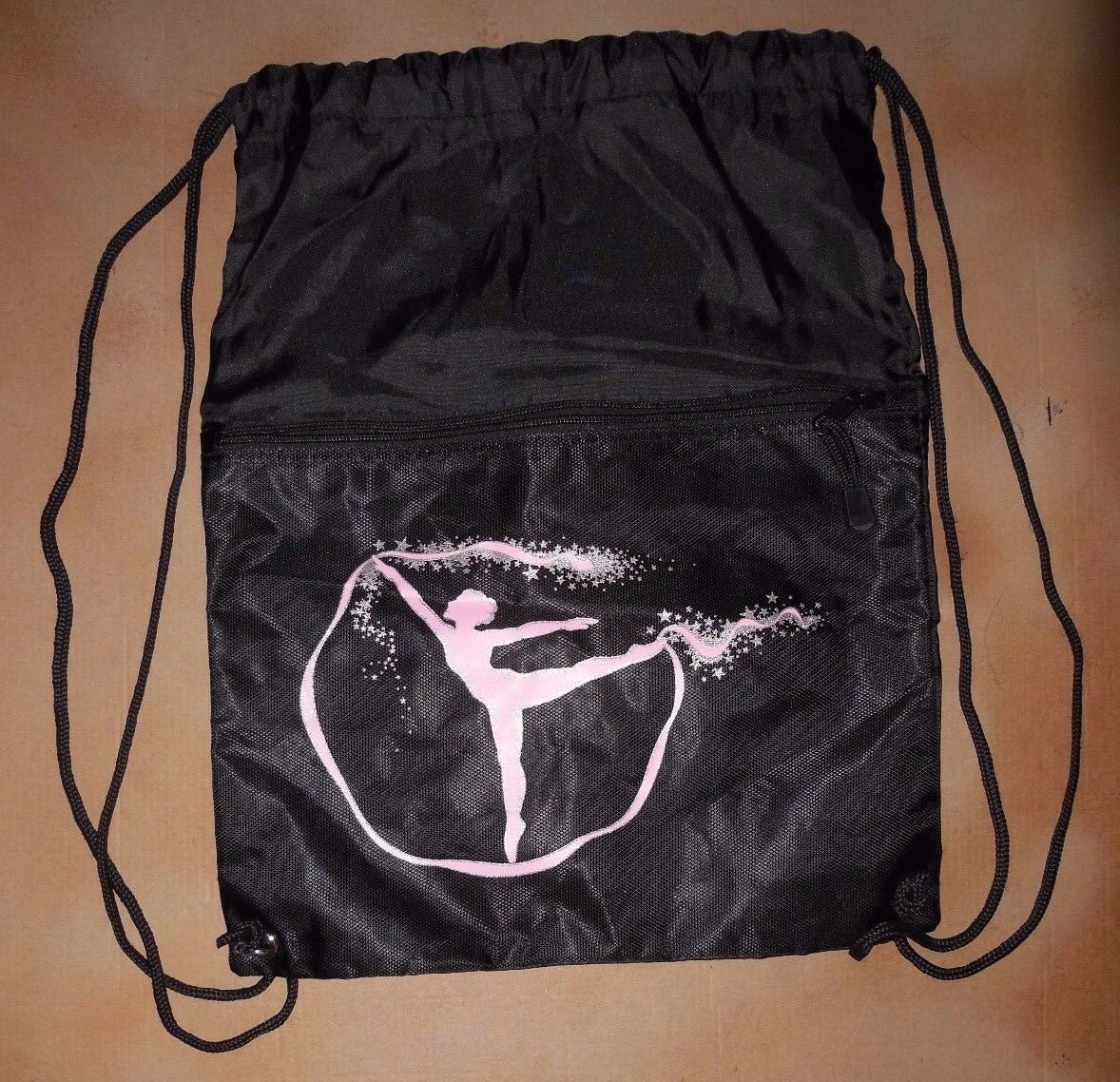 NWOT Pole Position Hot Pink Dancer Drawstring Bag Horizon Dance Pink with Small Black Poka Dots Duffle H1054  main image 4