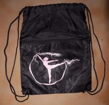 NWOT Drawstring Lightweight Backpack Black Dance Bag Pink Dancer