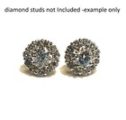 New 14k white gold .88ct SI1 G round diamond Halo stud earring jackets Enhancers — photo 5
