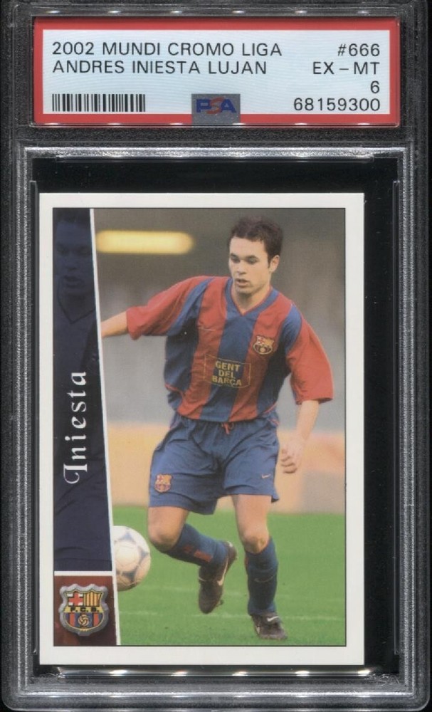 2002 Mundi Cromo Liga #666 Andres Iniesta Lujan RC PSA 6 *9300 Rookie Card