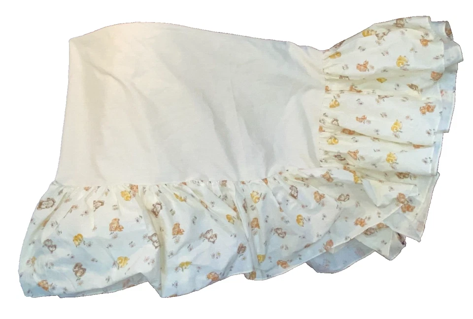 M9!ВАУ! Винтажная юбка для кроватки NOJO Animals Daisy с цветочным узором кролик медведь утка БЕЗ JO - Изображение 3 из 4