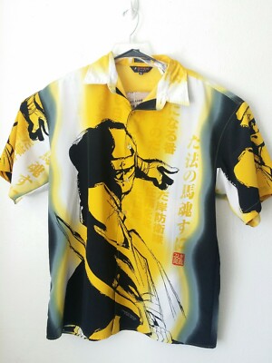 Dtek Sport Hawaii Mens XL Button-Up Shirt Easy Care Samurai Ninja Graphics 