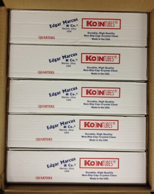 5 EMPTY Koin Quarter Coin Tube Boxes with inserts - NEW