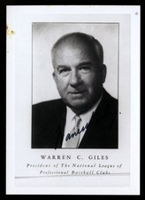 WARREN GILES AUTOGRAPHED SIGNED BLACK & WHITE PHOTO GEM MINT AUTOGRAPH