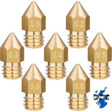 3D Printer MK8 Nozzle Brass Extruder 0.2mm - 1.0mm Creality Ender CR-10 M6