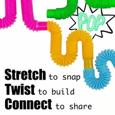 Novelty Place 8 Pcs Mini Pop Tubes Sensory Fidget Toy for Kids & Adults 5.5 Inch