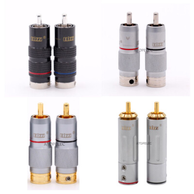 1 pair EIZZ Gold/Silver/Rhodium Plated Male RCA Plug Phosphor/Tellurium Copper