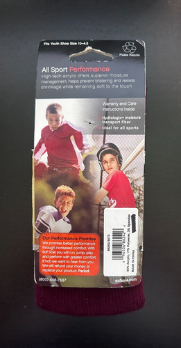 Sof Sole Youth All Sport Select Team Socks, Maroon, Size Y10-4.5 - Picture 3 of 3
