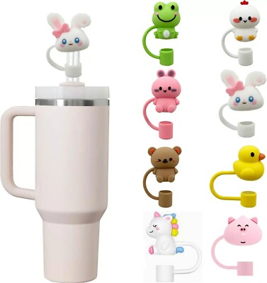 #ad 8PCS 10mm Silicone Straw Cover Cap for Stanley 40amp;30 Oz Cup for Reusable Straws $12.27