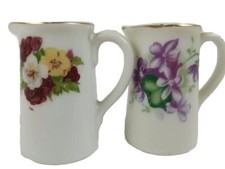 2 Miniature Vases Individual Creamers Floral Pattern Made in Japan