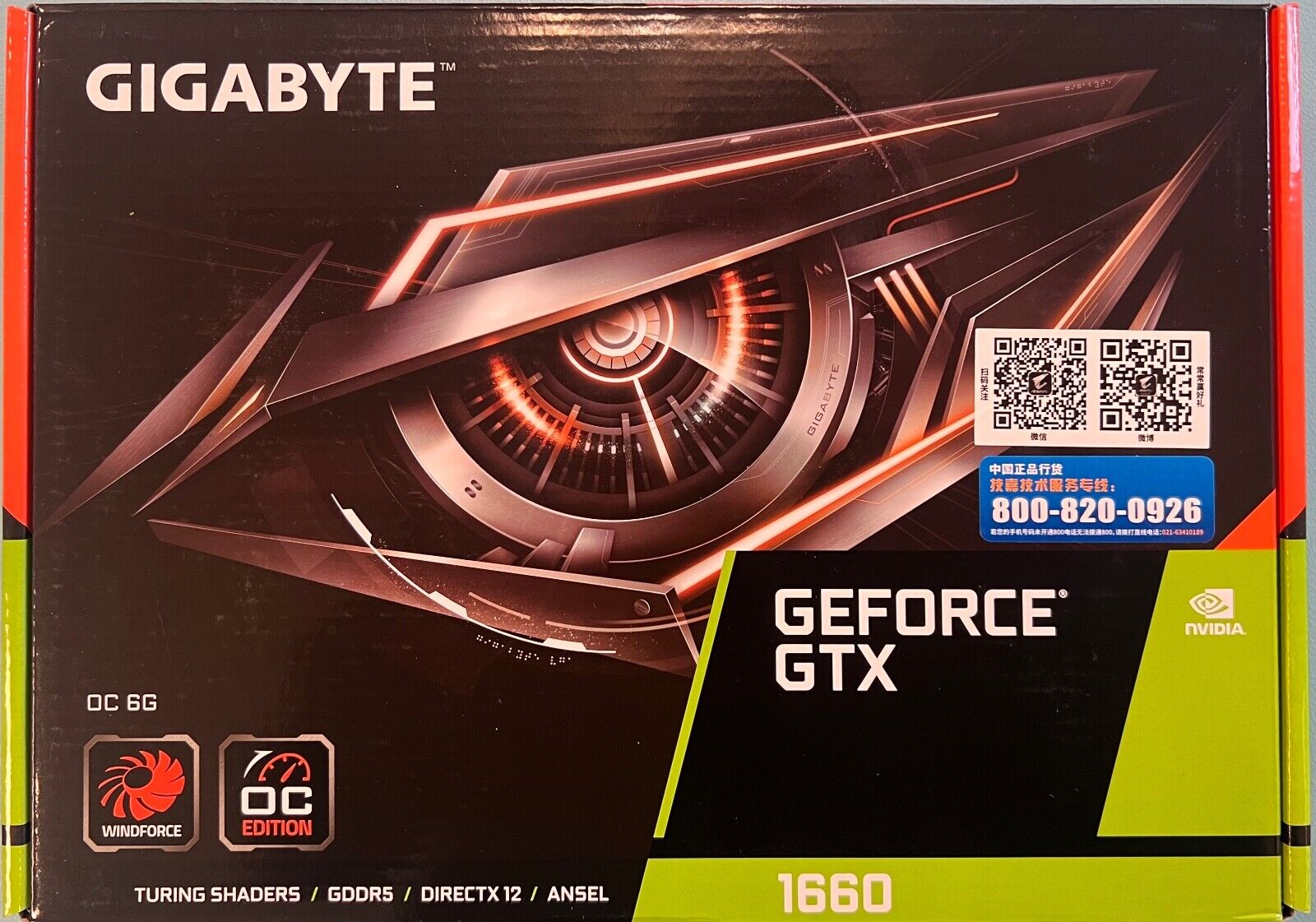 GIGABYTE NVIDIA GeForce GTX 1660 OC Edition 6GB GDDR5 Graphics