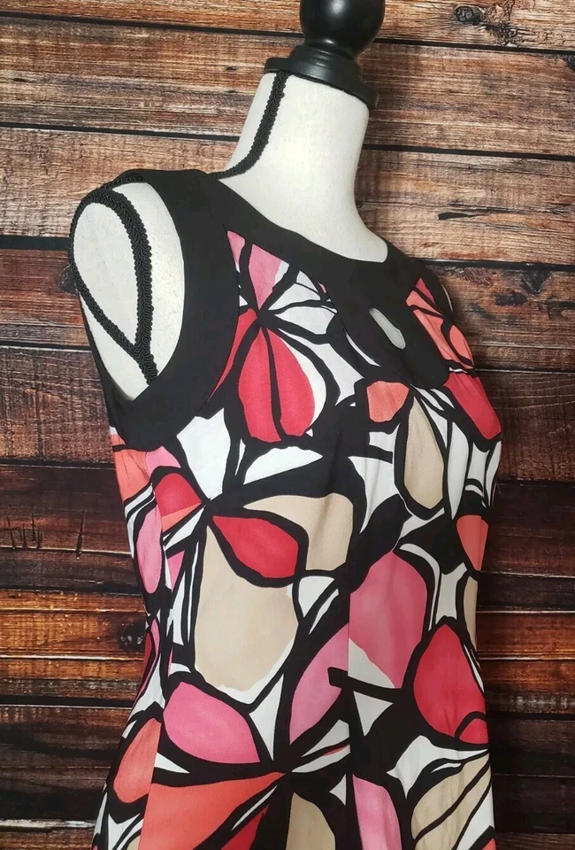 Vestido Jessica Howard Talla 6 Floral Hasta la Rodilla Sin Mangas Cremallera Trasera Foto 3 de 4