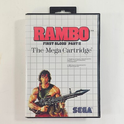 Rambo: First Blood Part II (Sega Master System, 1986) Game and Case  - Tested