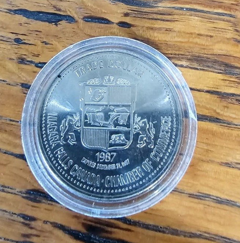 1987 trade dollar Niagara Falls maid of the mist uncirculated coin token
