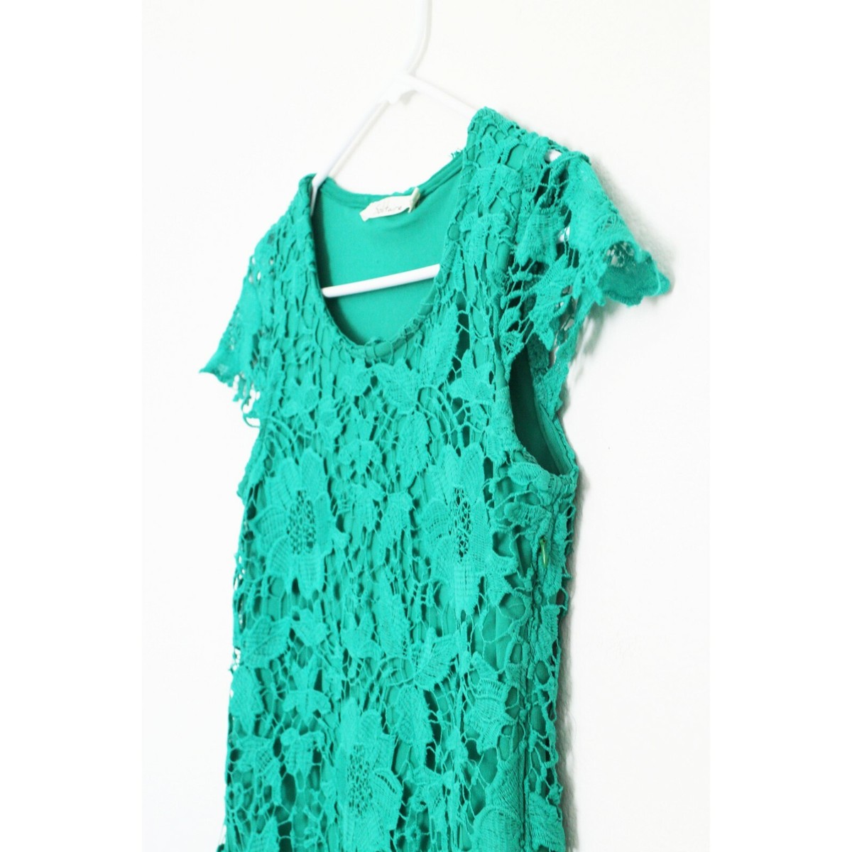 Robe Courte Verte à Fleurs Solitaire - Manches Courtes, Taille S, Occasion Très Bon état