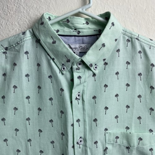 Palm Tree Button Up Shirt Men’s Size Large Mint Green Sovereign Code Los Angeles - Picture 2 of 6