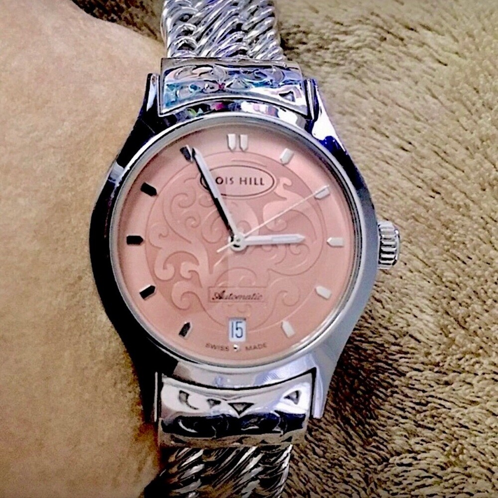 LOIS HILL Watch Pink Face Automatic Sterling Band | eBay display picture 3