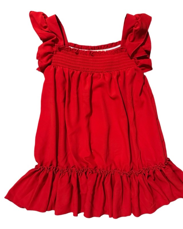Marie Nicole Clothing Girls 8-10 Red Smocked Ruffle A-Line Dress Tunic
