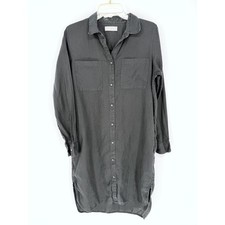 Everlane 100% Linen Long Sleeve Shirt Dress Black Size 10 Minimalist Coastal