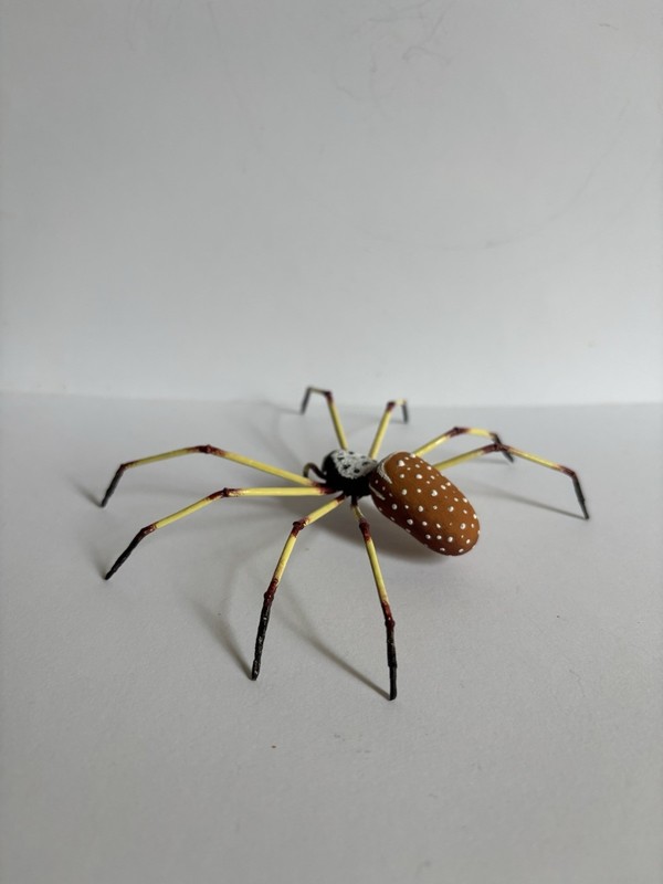 Handmade Hand-painted 5" Golden-silk Orb Weaver Spider Replica Figurine