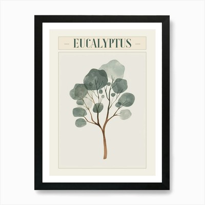 Eukalyptusbaum Minimal Japandi Ill gerahmtes Wandbild Poster Leinwanddruck Bild