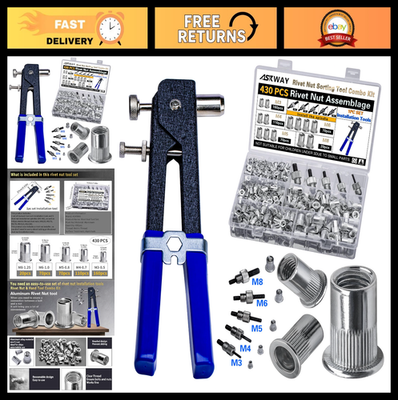 #ad Pressure Rivet Nut Tool Kit 430Pcs Aluminum Rivet Nut Combination $44.99