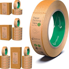 Paper Packing Tape 24Mm X 50M Strong Sticky Recyclable Brown Kraft Paper