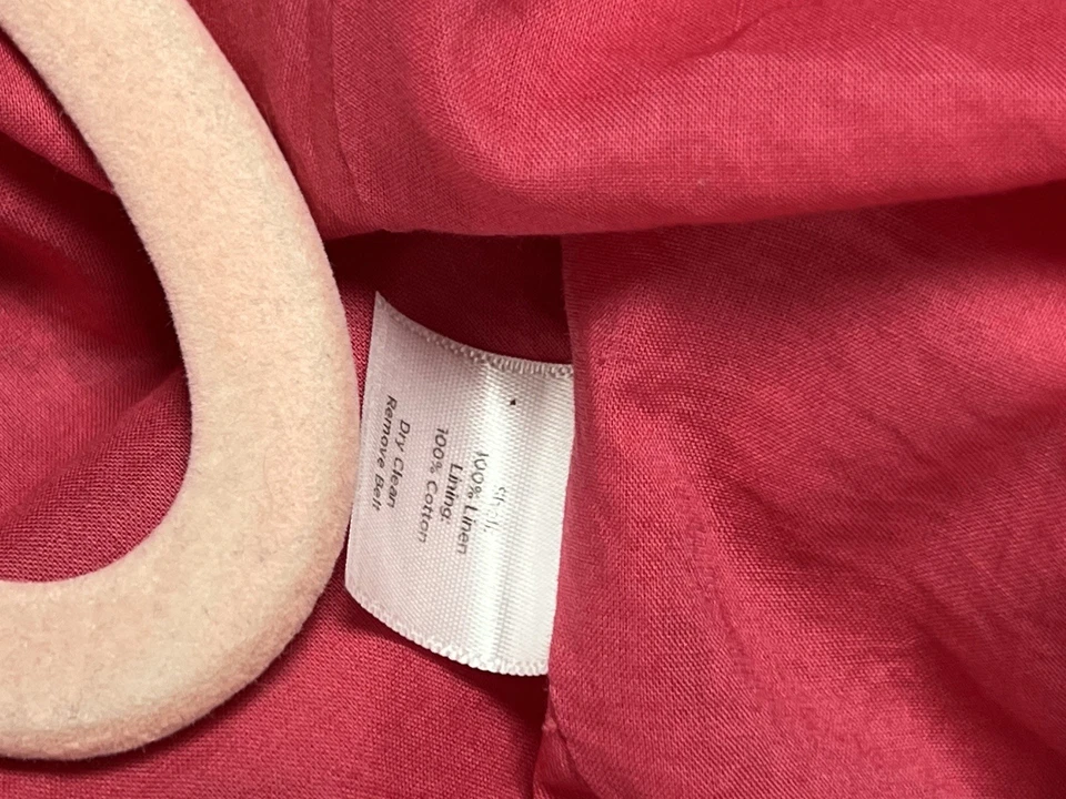 Vestido Floral Talbots 100% Lino Rosa Talla 6 Cottagecore Clásico Coqueta Elegante Foto 4 de 4