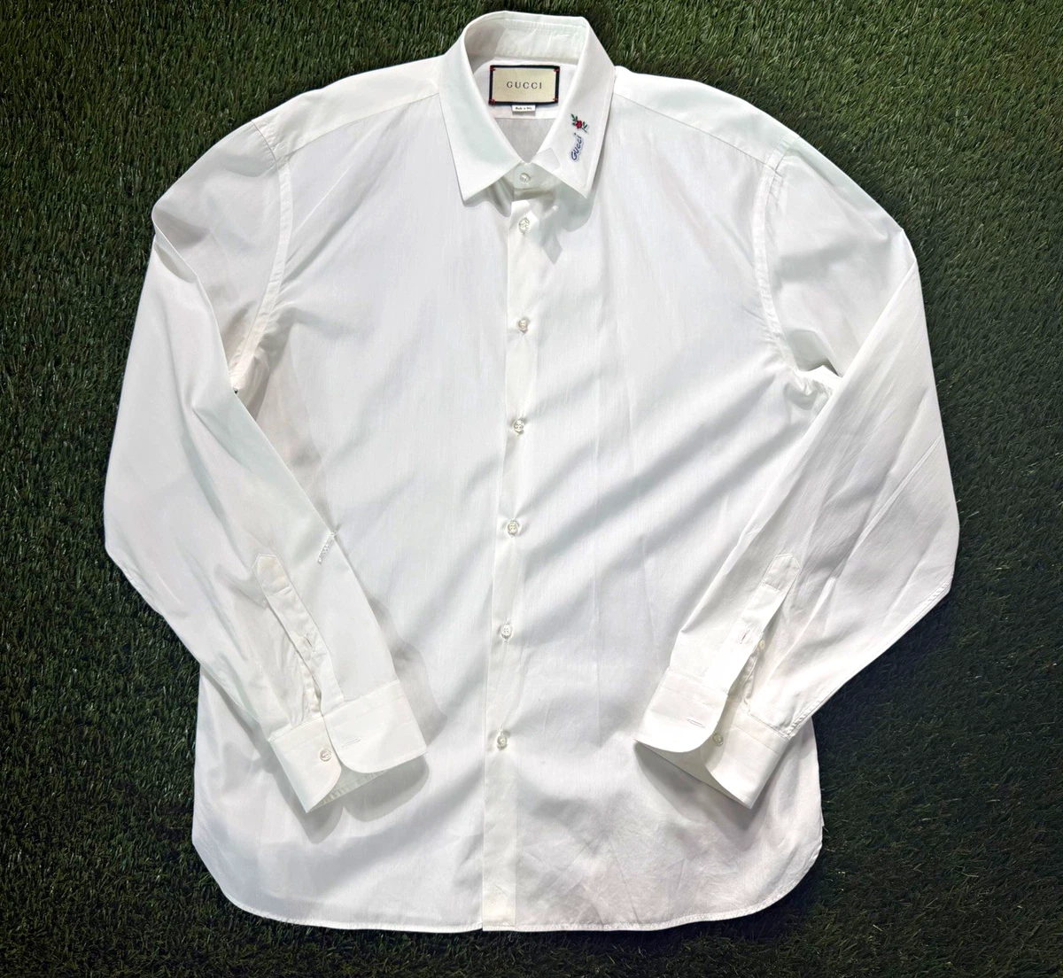 GUCCI 長袖シャツ ホワイト GGボタンデザイン GUCCI 長袖シャツ ホワイト GGボタンデザイン Men's Gucci Long Sleeve