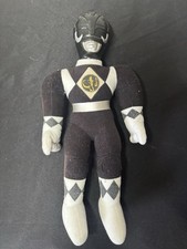 Vtg 1993 Mighty Morphin Black Power Ranger 10  Plush Dolls Action Figure 90s
