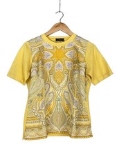 ETRO Silk Knit Sweater Yellow All-over Pattern Size 42