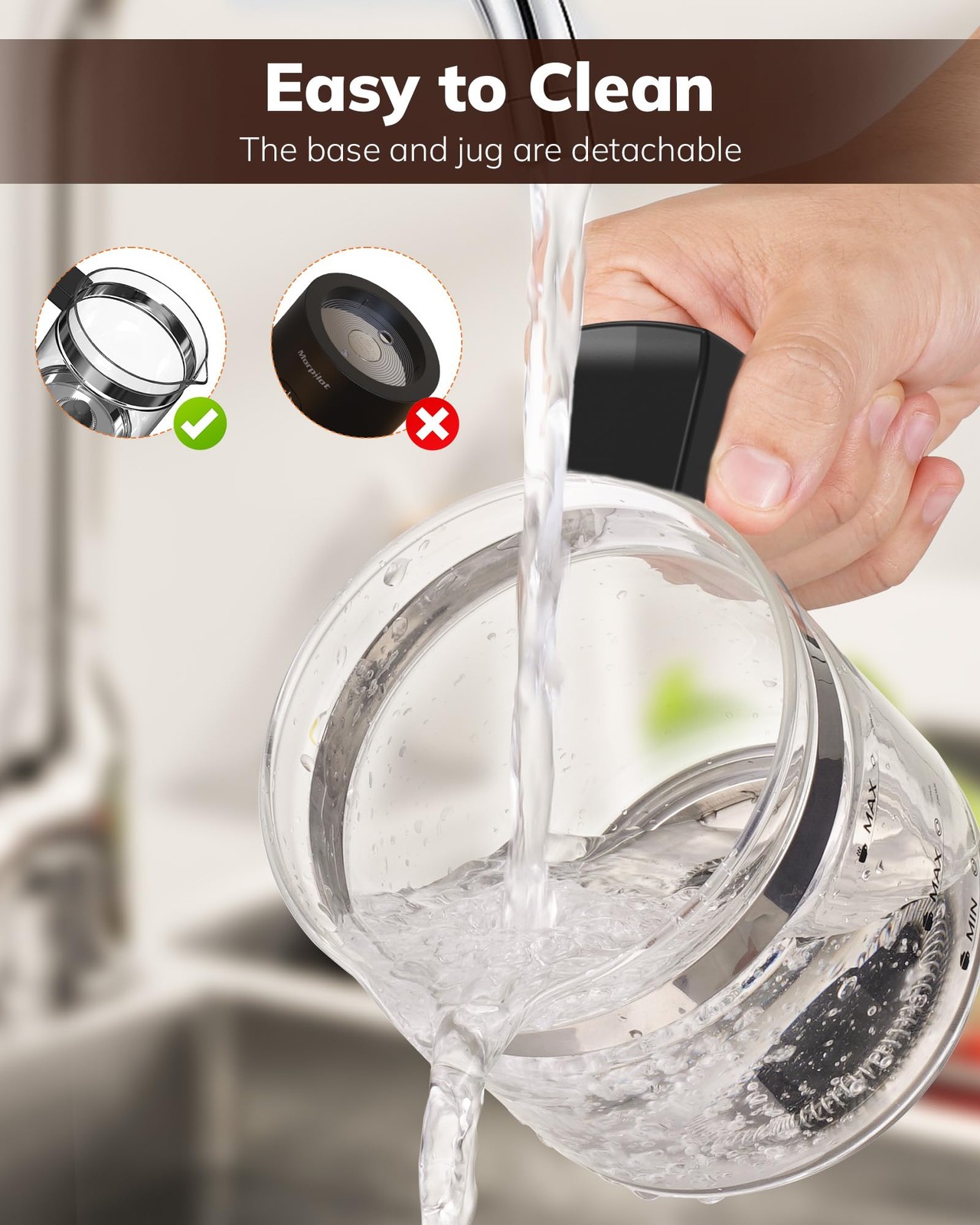 Milk Frother Montalatte Elettrico in Vetro 4 in 1 Funzione Bello da Vedere - 4