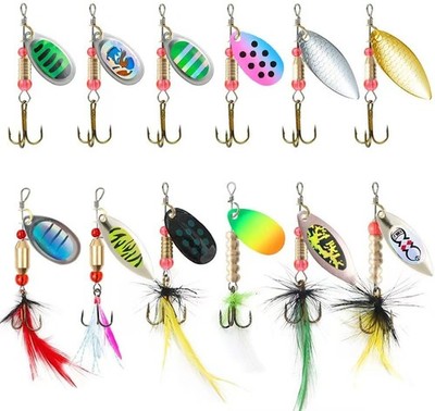 12pcs Hard Spinnerbait Lure Pack for Bass Trout Salmon Walleye Fishing