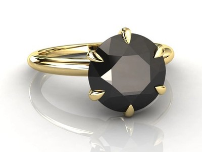 925 Sterling Silver 4Ct Carbon Black Round Diamond Ring Engagement Bridal