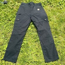 Carhartt Cargo Pants Men's 34x32 Black Double Knee Relaxed Carpenter READ
