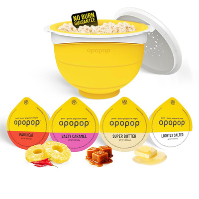 Microwave Popcorn - Variety 4-Pack Gourmet Popcorn Kit, Collapsible Silicone Pop