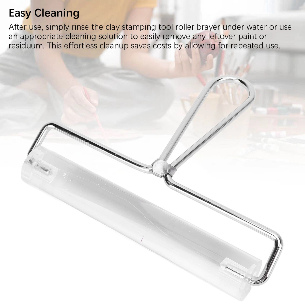 Handle Acrylic Roller Stainless Steel Handle Fine Grinding Surfaces Clay N