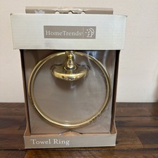 Gold Tone 6" Wall Mount Round Towel Ring Holder Hanger Bathroom Kitchen Complete
