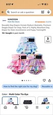 New - Reusable Dog Diapers Female Medium Washable Pack Of 3 Multicolored Tie Dye
