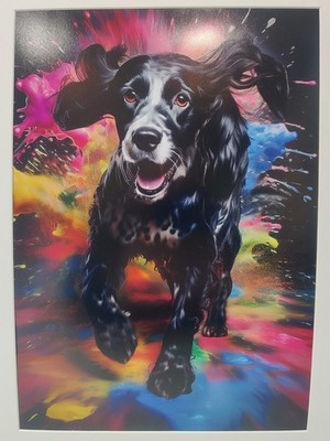 Stilisierter A3 (montiert) Kunstdruck eines Black Cocker Spaniel (von Villager Jim)