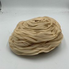 VINTAGE Jonquil Original Beige Chiffon Ruffle Rose Turban Hat USA Made Size M/L