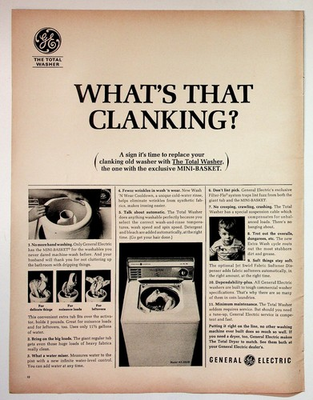 #ad #ad Vintage 1960s General Electric GE Total Washer MINI BASKET Magazine Print Ad $13.50