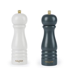 Image of Salter Olea Salt & Pepper Grinder Set Adjustable Grind Coarse to Fine Grey/Green